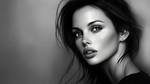 Monochrome digital portrait with high-contrast facial modeling.