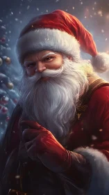 Midnight Santa leans in, guarding a frosted festive secret