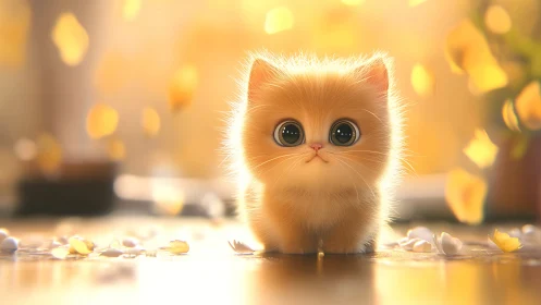 Adorable Orange Kitten Glowing With Warmth and Wonder
