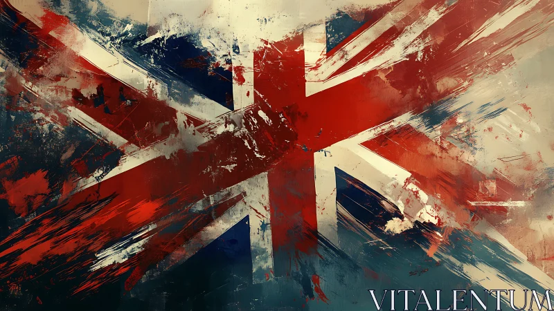 Union Jack rendered as abstract brushstroke explosion across field