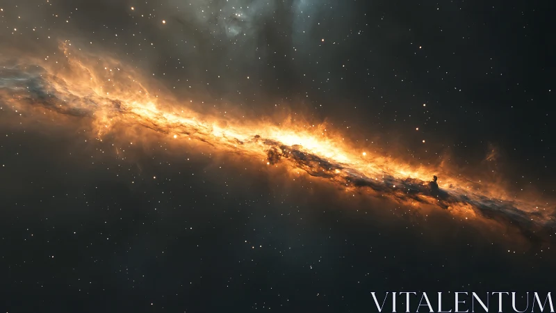 Horizontal galactic nebula band rendered with fiery emission glow