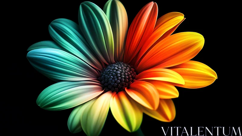 Multicolored flower bloom with radial gradient petals.