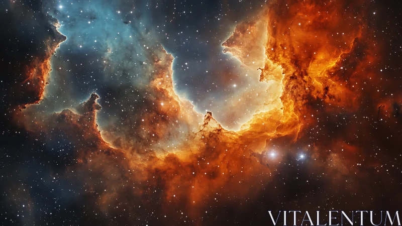 Stellar firestorm curls through a cosmic canyon of light.