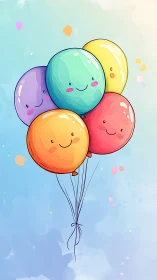 Cheerful Balloon Bunch Floats Against Pastel Skies