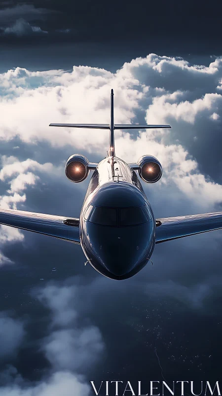 Forward-facing business jet showcases symmetric frontal aerodynamics