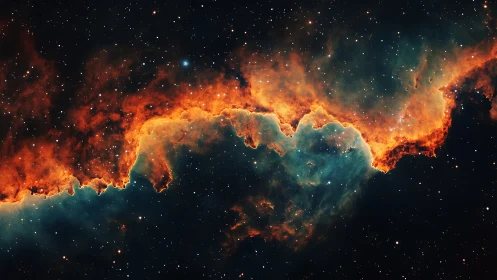 Nebula structure displays ionized gas ridge across star field