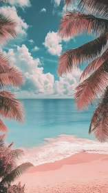 Tropical Reverie: Palm-Framed Paradise Beach.