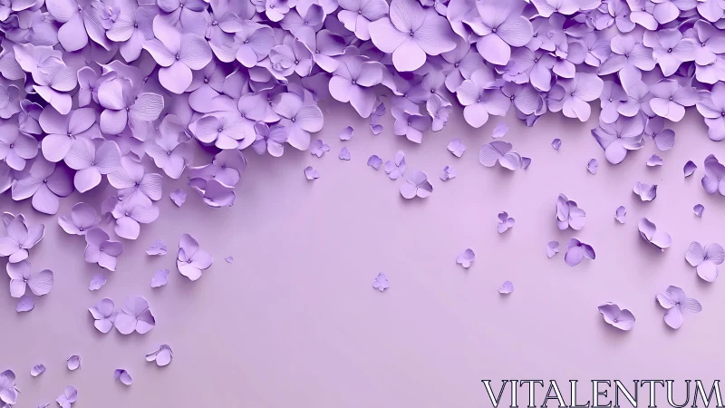 Purple Flower Petals Cascading Across Lavender Background.