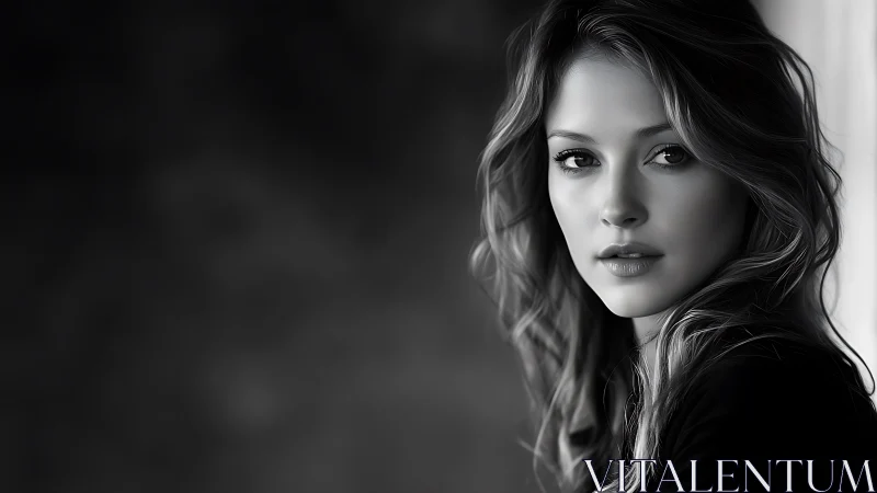 Monochrome female portrait renders cinematic soft-focus light