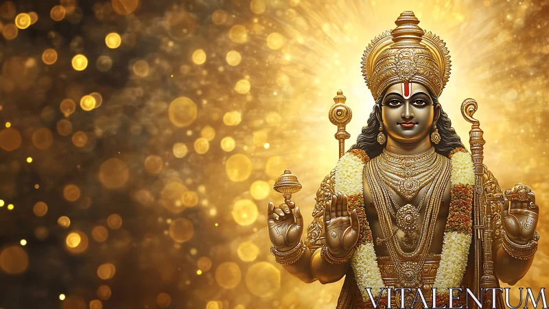 Radiant golden deity figure glows in a halo of warm light