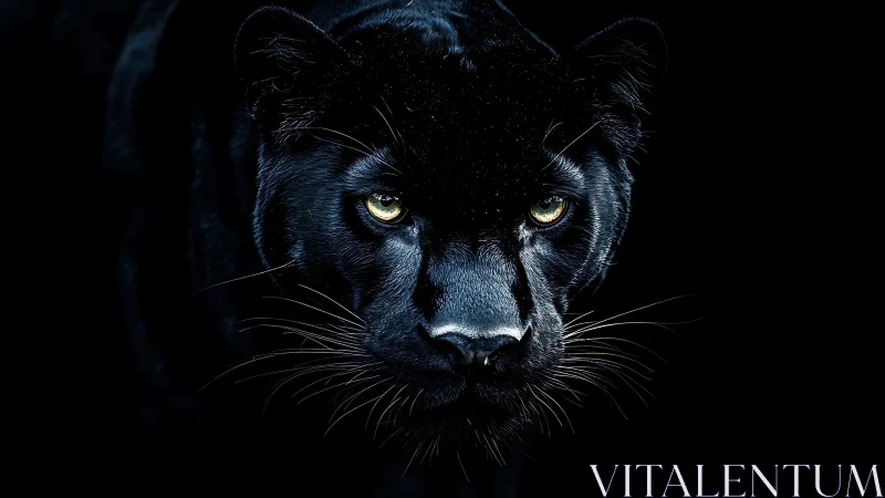 Black Panther's Piercing Golden Eyes Gaze Through the Darkness