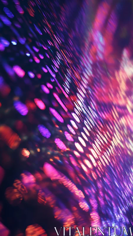 Macro bokeh wave of refracted neon light in oblique perspective