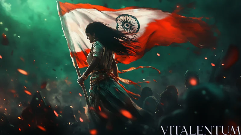 Stormlit rebel strides forward as the tricolor roars alive