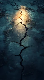 Midnight earth splits open while hidden sunrise leaks through