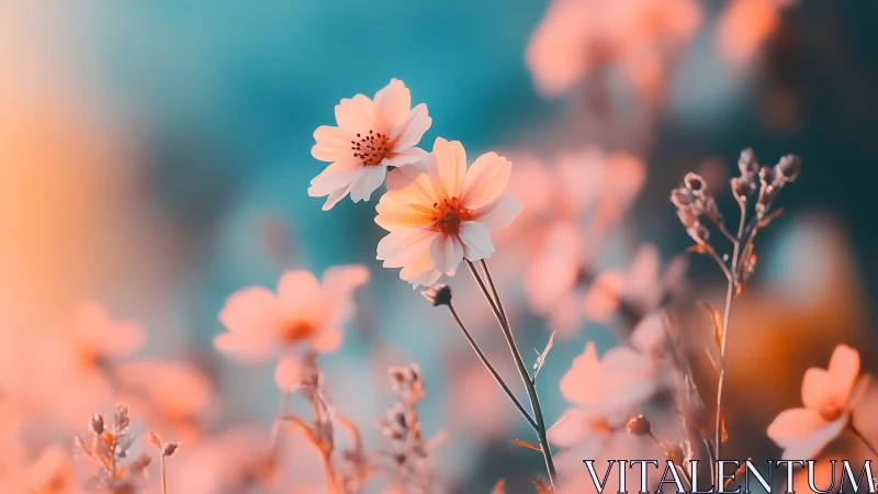 Coral Blooms Dance Against Turquoise Dreams