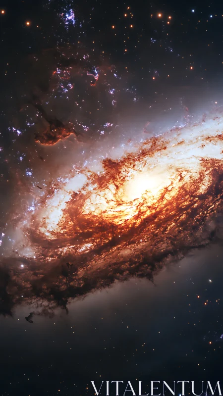 Golden galaxy swirl glowing softly in the quiet night sky.