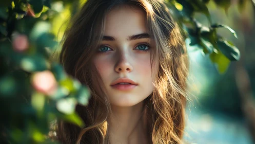 Soft-eyed daydream lingers quietly within sunlit leaves