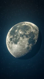 Luminous crescent moon glows quietly against a star-swept sky