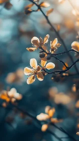 Sunlit Blossoms on Dark Branch.