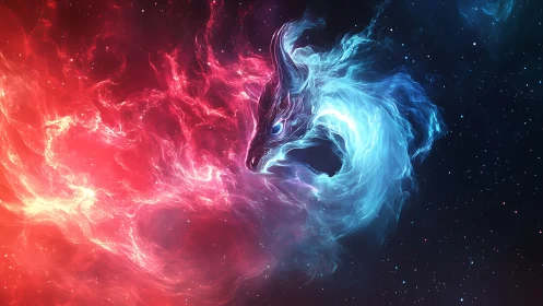 Bipolar nebular dragon entity formed from ionized plasma flows.