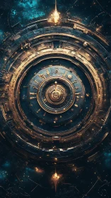 Concentric metallic rings form complex radial sci fi structure