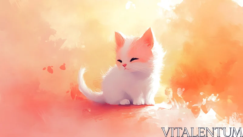 Luminous Kitten Dreams in Peachy Sunset Glow.