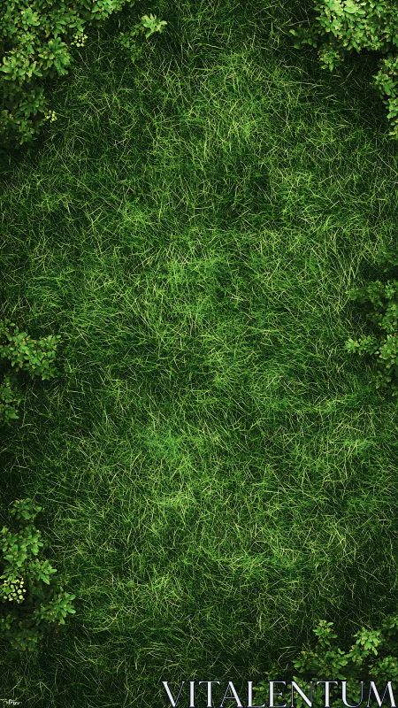 Aerial Verdant Composition: Dense Turf Matrix with Foliar Boundary Elements.