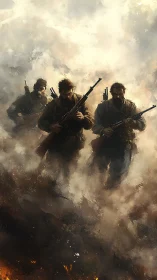 Stormwalk through smoke and fire with determined warriors.