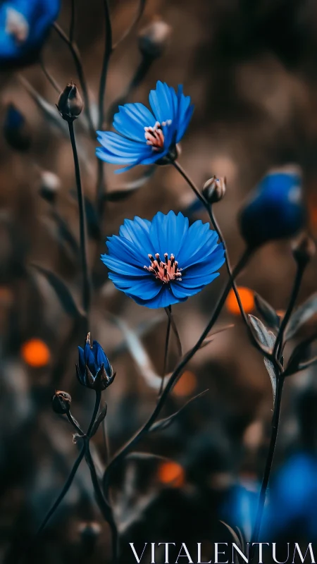 Delicate Blue Blossoms Dancing in Soft Light.