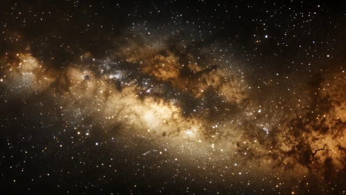 Golden river of Milky Way stars glows softly across space