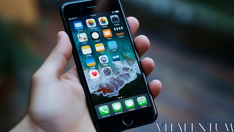 iPhone Home Screen Displaying App Icons in Natural Light