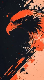 Stylized eagle head rendered with high-contrast splatter forms