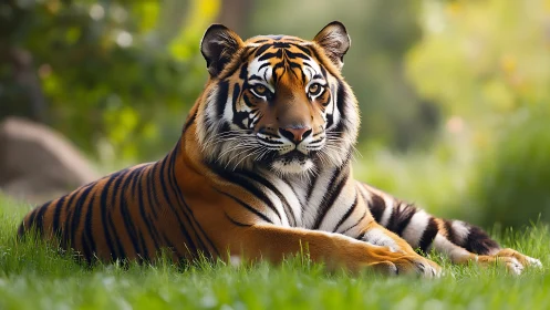 Photorealistic tiger portrait in shallow-depth grassland setting.