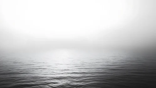 Soft horizon of fog and water whispering into white silence.