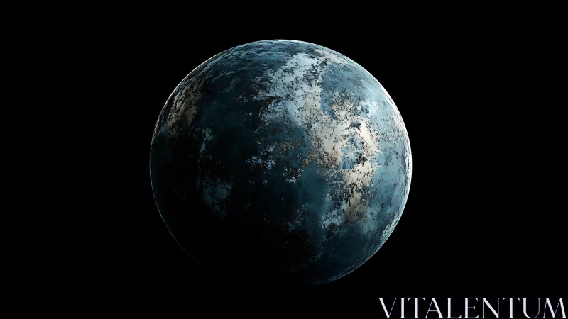 Frozen twilight planet hums quietly in the velvet dark