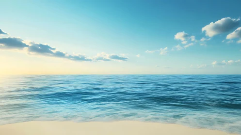 Gentle sunrise over calm ocean waves invites quiet reflection