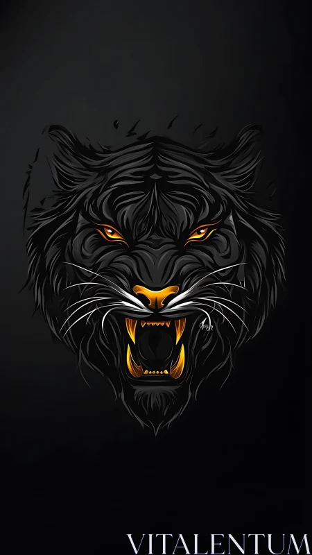 Vector-rendered roaring black panther head with amber accents