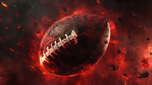 Fiery football soaring through blazing game day energy.