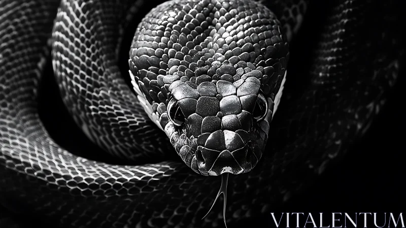 Monochrome serpent portrait reveals high-contrast scalation detail