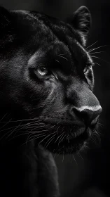 Black Panther Portrait in High Contrast Monochrome