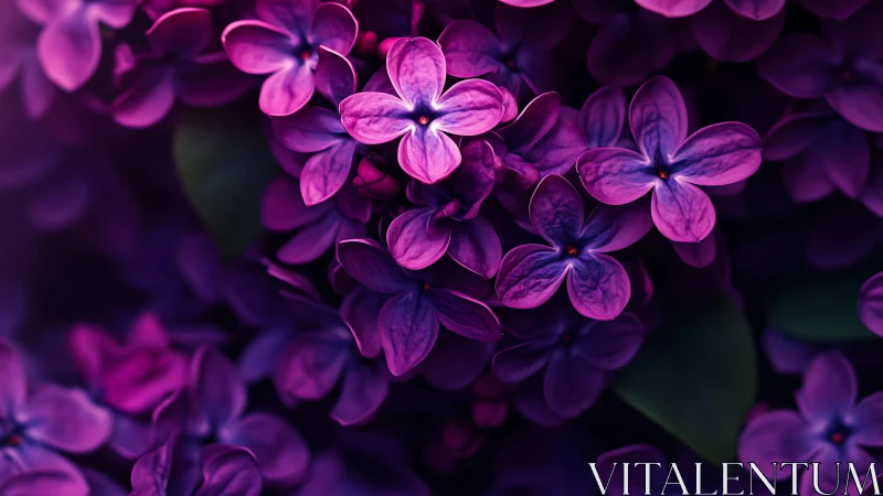 Violet Cluster Blossoms: Nature's Luminescent Gem Garden.