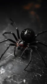 Midnight spider struts across cracked marble gloom