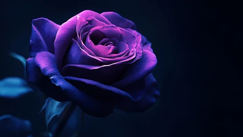 Neon Rose Bloom: Magenta and Indigo Gradient Illumination Study.