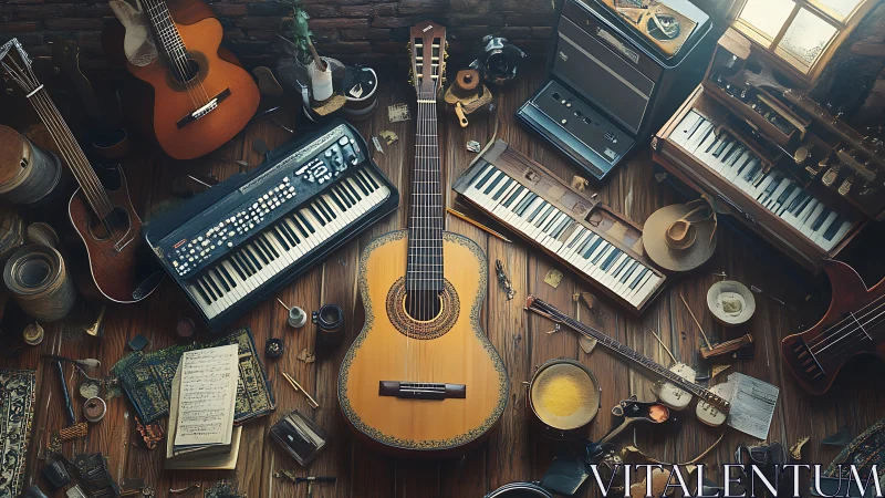 Sunlit studio of tangled strings, dusty keys, and quiet echoes.