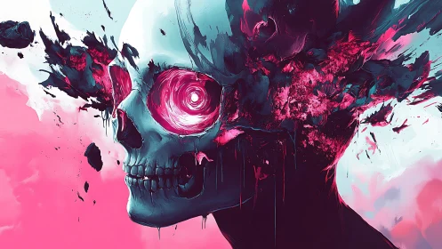 Skullstorm in Neon Bloom, mind blown in electric pinks.