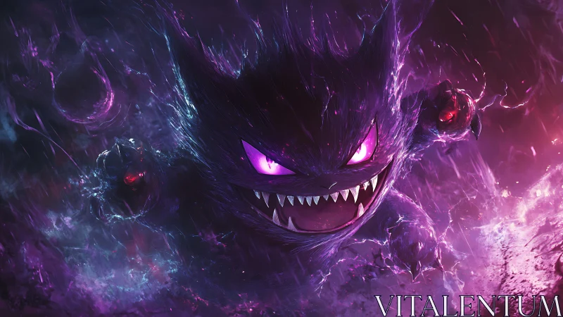 Storm of violet ghost energy swirls around a fierce spirit