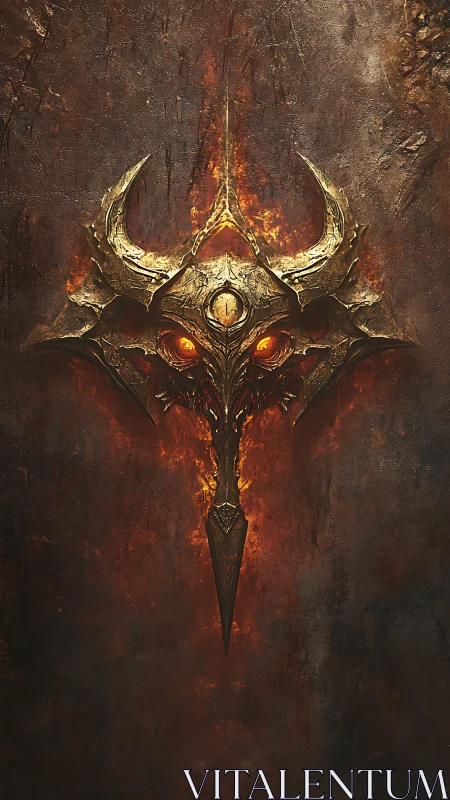 Hellforged horned sigil with burning eye at its heart.