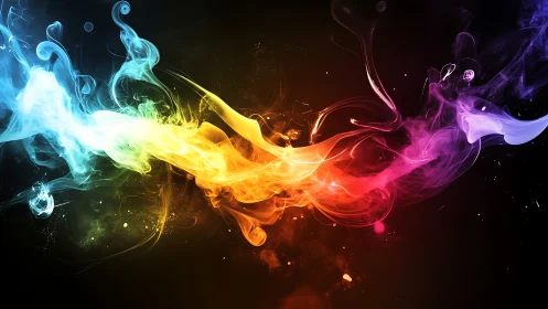 Radiant ribbons of color swirl across a luminous dark sky