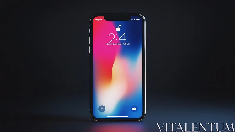 Modern smartphone lock screen with vibrant gradient wallpaper.