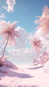 Pink Paradise: Where Tropical Dreams Meet Soft Skies.